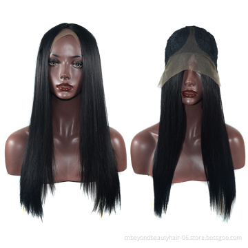 Synthetic Fiber Long Straight Natural Hair Lace Front Wigs Glueless Laces Natural Black Hair Wig With Baby Hair For Black Women